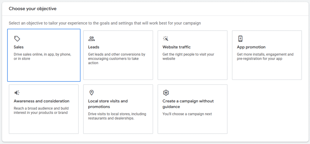Google Ads Conversion Objectives (Generate Leads or Sales)