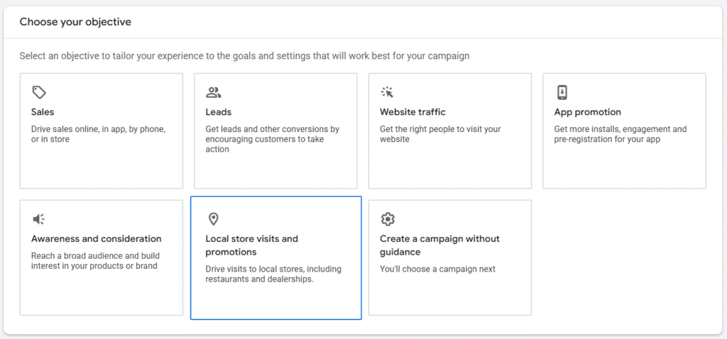 Google Ads Local Store Visits & Promotions Objectives