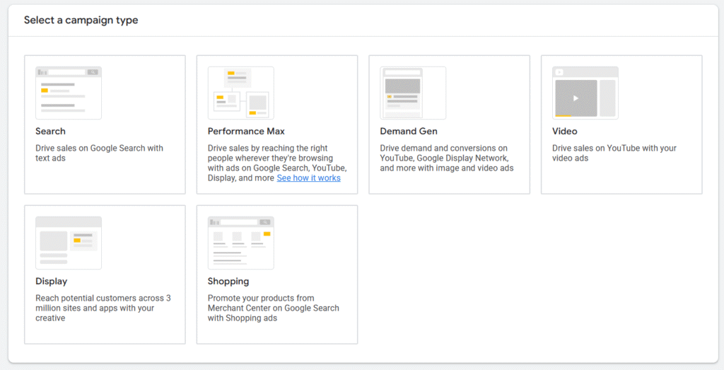 Types of Google Search Campaigns