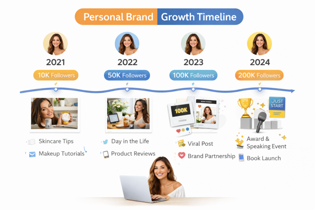 Personal brand growth timeline using influencer strategies to learn digital marketing-RKDMT