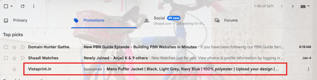 Gmail Google Display Ads