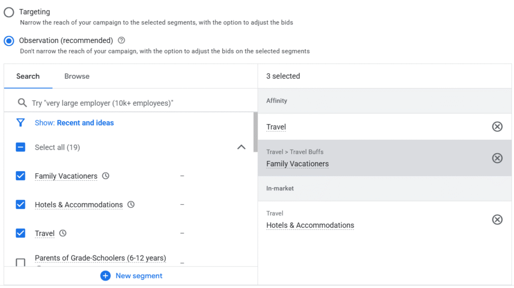 Googel Ad Interest & Affinity Audiences
