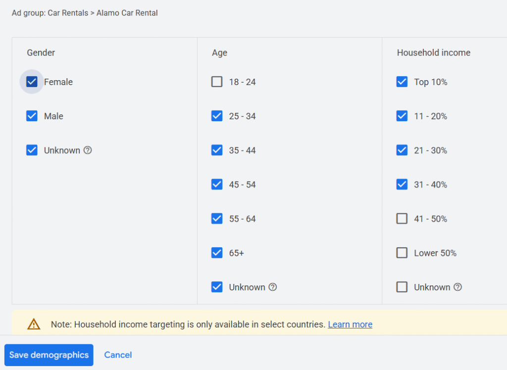Defining Target Audience - Google ADs