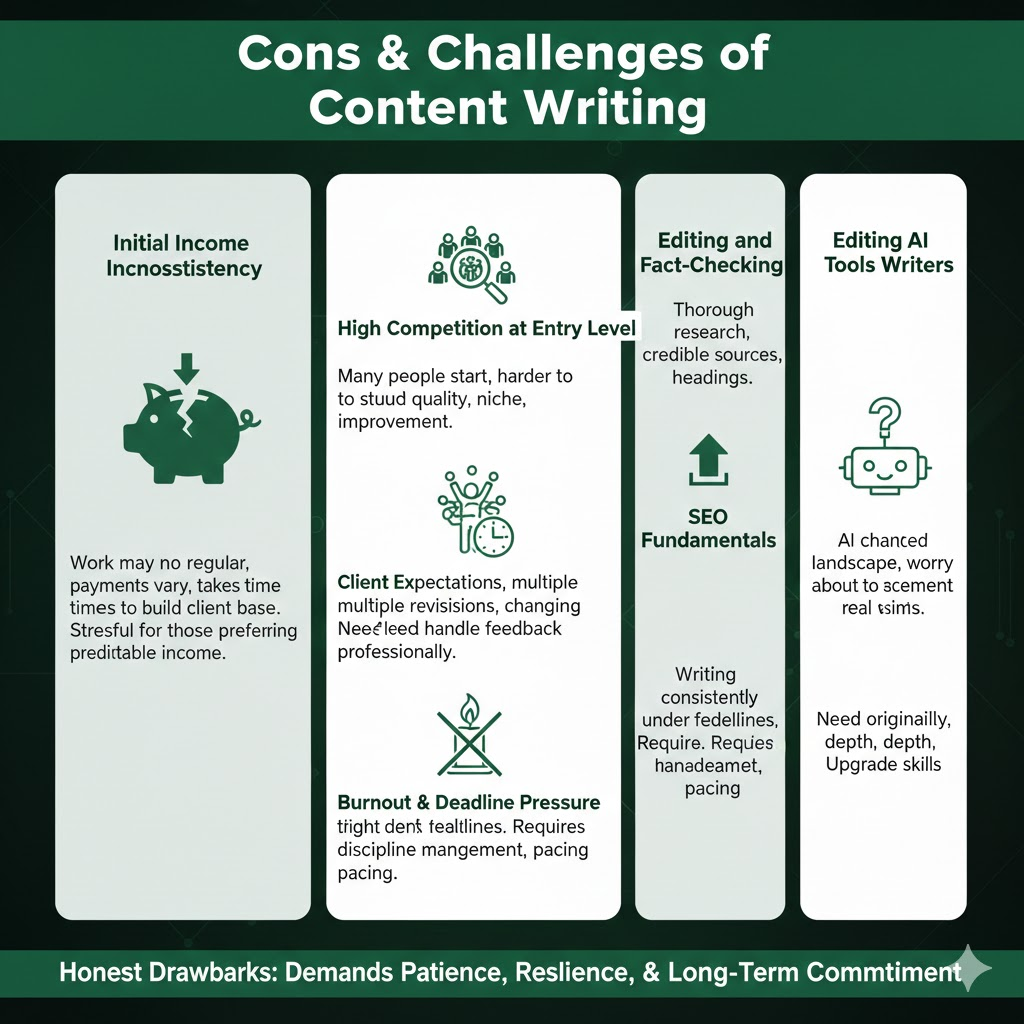 Cons & Challenges of content writing - Is content writer a good career? - RKDMT