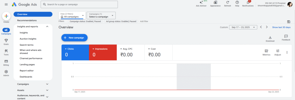 Google ads campaign overview - RKDMT