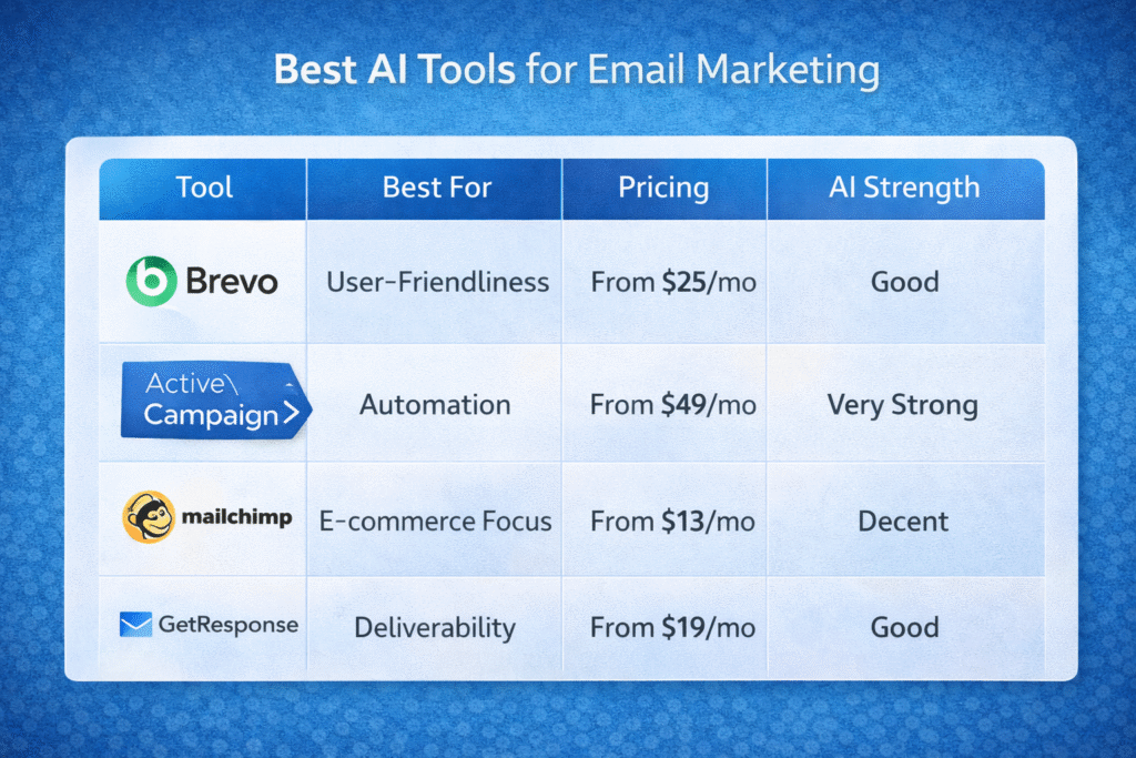 best ai tools for email marketing comparison- RKDMT