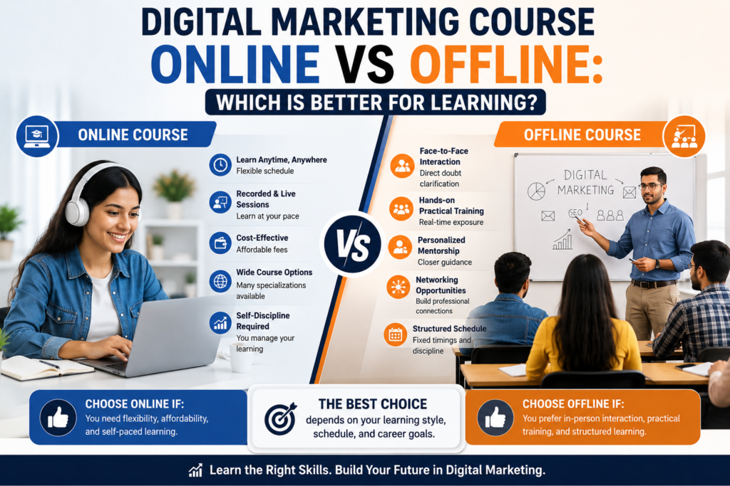 Digital Marketing Course Online vs Offline: Which is Better for Learning?