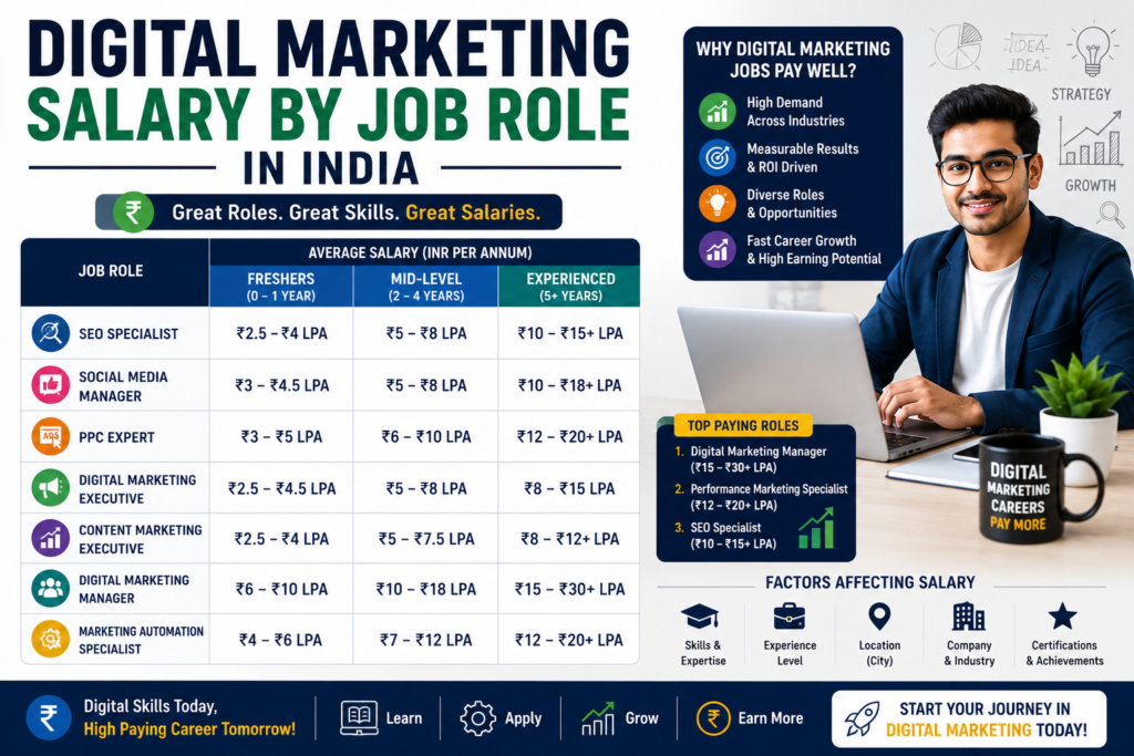 Digital Marketing Salary by Job Role in India